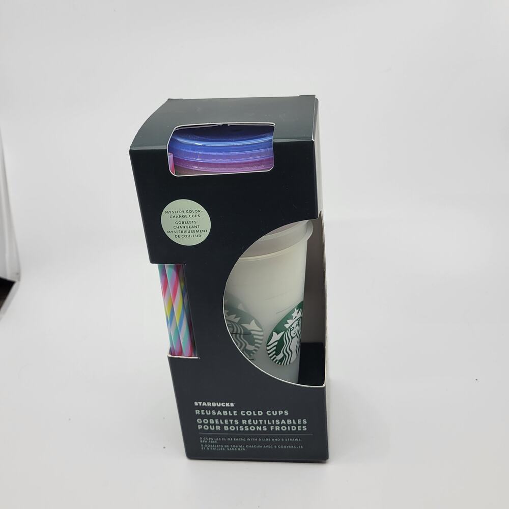 Starbucks Color-Change Reusable Cold Cup Tumblers 24 oz - Set of 5. New